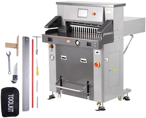VEVOR Electric Hydraulic Paper Cutter, Heavy-Duty Cutting Machine with 26 in (660.4 mm) Cutting Width, 3.14 in (80 mm) Cutting Thickness, Electric Paper Trimmer with 7 in Touchscreen Numerical Control