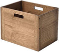 KIRIGEN Stackable Wood Storage Cube with Handles, Open Cubby Bin, Brown