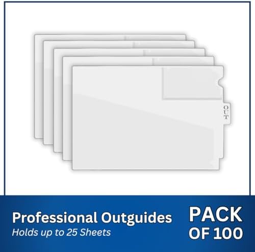 Doctor Stuff - Center Tab Vinyl Out Guides, Diagonal Cut Front Pocket, Top Charge Out Slip Pocket, Plastic File Folder, Letter Size 9" x 13-1/4", Frosty Clear, 100/Box