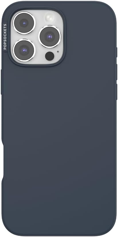 PopSockets iPhone 16 Pro Max Phone Case w/MagSafe Grip- Navy | Magnetic, Wireless Charging, Camera & Drop Protection, Navy, Blue, Dark, iPad, Removable, Popper