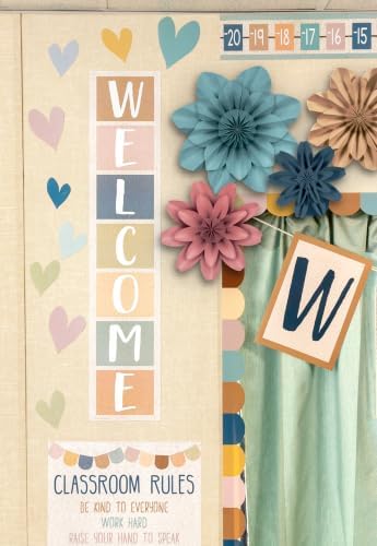 Teacher Created Resources Calming Colors Paper Flowers Premade Decorations for Party Photo Backdrops, Classrooms Walls, Showers and Birthday Celebrations (TCR8349)
