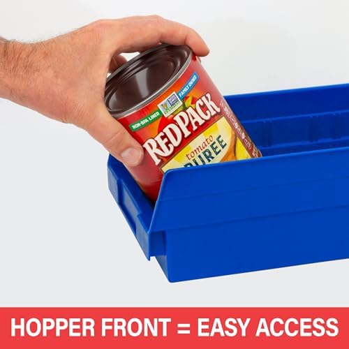 Akro-Mils 30138 Heavy Duty Plastic Shelf Bins, 18"x 6.5"x 4", Red, 12-Pk