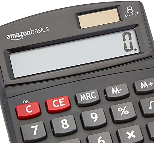 Amazon Basics LCD 8-Digit Desktop Calculator, Portable and Easy to Use, Black, 10-Pack