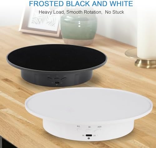 Motorized Rotating Display Stand, 360 Degree Electric Rotating Turntable with Velvet Top, 7.87inch /17.6lbs Load Automatic Mute Lazy Susan for Photography Products Jewelry 3D Model, Black Stand