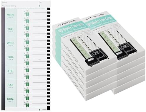 1000 E8 Weekly Thermal Time Cards, Compatible with Lathem 2100HD & 800P