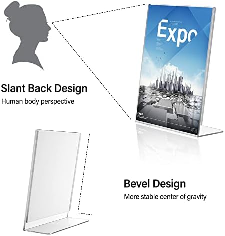 Relx Acrylic Sign Holder 8.5 x 11, Slant Back Acrylic Display Stand, Clear Frames Plastic Sign Holder for Store, Restaurant (12 Pack)