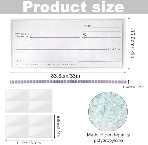 Penitue Big Checks, Oversized Fake Large Check Award with Tape for Presentations |33x14x0.16in Collapsible Reusable Giant Checks Out Award for Celebration Activity Supplies