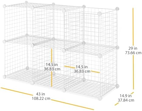 Whitmor Storage Cubes - Stackable Interlocking Wire Shelves - White (Set of 6)
