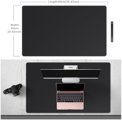 Mydours 36" x 24" XL Large Desk Mat - PU Leather Full Desk Mouse Pad, Black