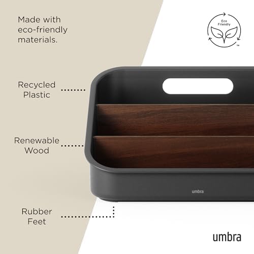 Umbra Bellwood Packet Organizer, Plastic and Wood, Walnut/Black