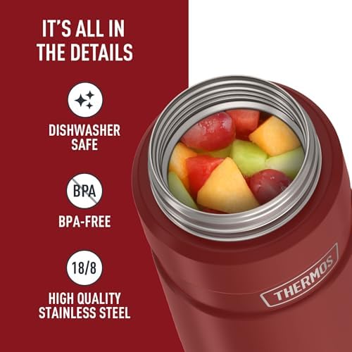THERMOS Stainless King Vacuum-Insulated Food Jar, 24 Ounce, Matte Red