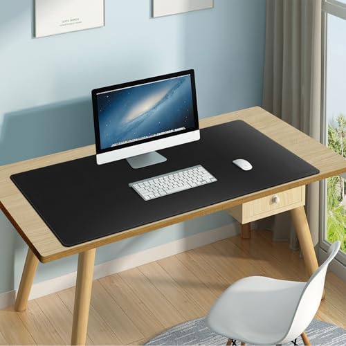 Mydours 43.3" x 15.7" XL Large Desk Mat PU Leather Gaming Mouse Pad, Black