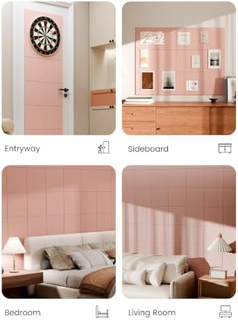 Bumusty 48"x 36" Large Felt Bulletin Board Tiles, Pink