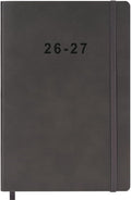 2026-2027 Planner - Weekly and Monthly Planner, Oct 2026 - Dec 2027, Holidays, Contacts and Notes Pages, Vegan Leather Cover, Elastic Closure, 5.5"x8.25", Grey