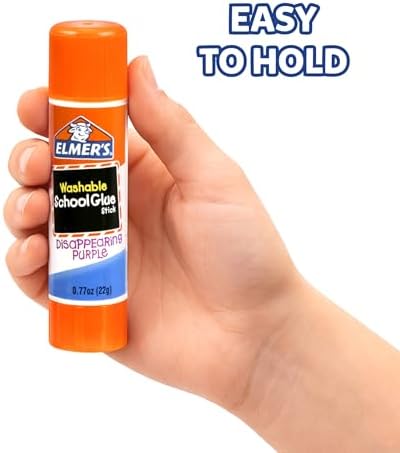 Elmer's Disappearing Purple School Glue Sticks, Washable, 22 Grams, 3 Count - Poster, Vision Board, Back to School Supplies, #1 Teacher Brand