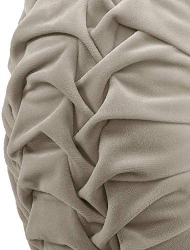 Lush Decor Round Pleated Soft Velvet Decorative Throw Pillow, 1 Count, 15" Diameter, Taupe - Neutral Plush Round Pillow, Seat Cushion, Decorative Pillows For Bed, Couch, Or Chair
