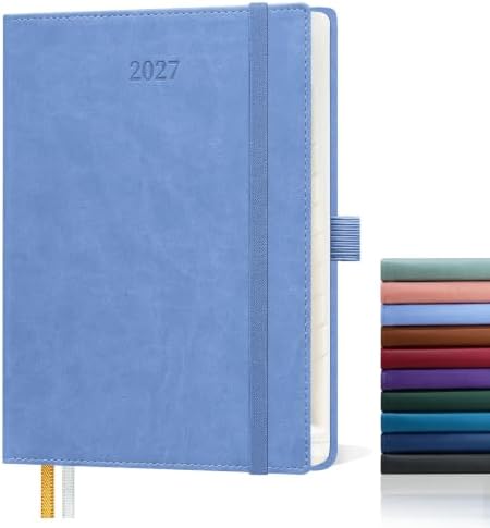 2027 Weekly Planner, 8.5" x 6.5", Schedule Book, Leather Book Cover