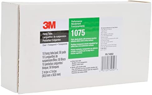 3M Hang Tab 1075, Clear, 2 in x 2 in, 500 per case