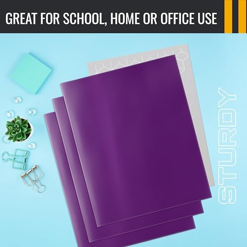 Better Office Products 2 Pocket Glossy Laminated Purple Paper Folders, Letter Size, Purple Paper Portfolios, Box of 25