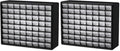 Akro-Mils 64-Drawer Plastic Storage Cabinet, 20-Inch W x 6-Inch D x 16-Inch H | Black | Model 10164 | Garage Organization