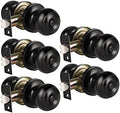 KNOBWELL 5 Pack Matte Black Door Knobs Privacy Door Knob for Bedroom or Bathroom, Interior Door Knobs, Black Door Knob with Lock, Locking Door Knob Door Handle Lock for Interior Doors