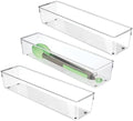 iDesign Plastic Drawer Organizer Bins, Set of 3, Clear