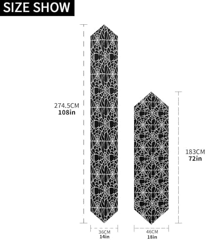 ALAZA Double-Sided Halloween Spider Web Black Table Runner 14x108 Inches Long,Table Cloth Runner for Wedding Birthday Party Kitchen Dining Home Everyday Decor