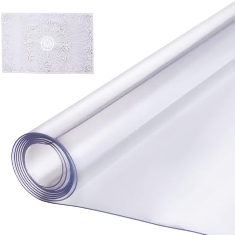 VEVOR Plastic Table Cover, 48 x 48 Inch 1.5 mm Thick Clear PVC Protector, Square PVC Desk Mat, Waterproof & Easy Cleaning Desk Pad Tablecloth, for Office, Dresser, Dining Room, Night Stand