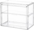 BOHOIDEE 2 Tiers Clear Display Case for Figures, Acrylic Storage Organizers Box with Magnetic Door, Wall-Mounted Dustproof Showcase for Collectibles Action Figure