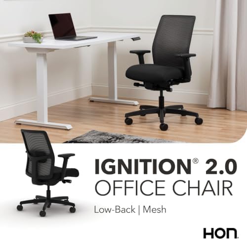 HON Ignition 2.0 Low Back Ergonomic Office Chair, Desk Chair, Black