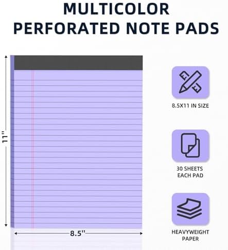 Colored Legal Pads 8.5 x 11, 3 Pack Notepads 8.5 x 11 Wide Ruled Note Pads