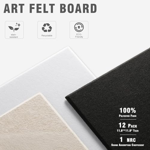 48"x36" Felt Corkboard Bulletin Board,TSJ OFFICE,12 Pack Wall,Black ＆ White