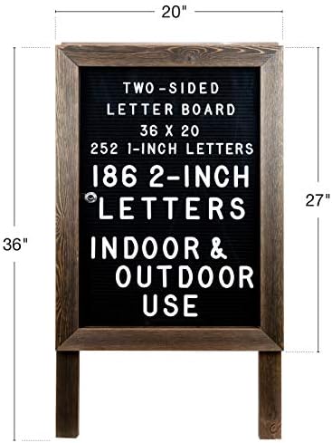 Excello Global Products Large Wooden A-Frame Sign 36x20 Felt Letter Board with Changeable Letters & Enclosure-Freestanding Rustic Vintage Message Felt Board-Double Sided Display-Standing Sidewalk Sign