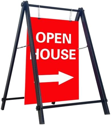 24”x36" Premium Heavy-Duty A-Frame Sign Stand – Holds 2 Insert Boards + 1 Hanging Sign | Weatherproof Sidewalk Sign Holder for Business, Real Estate, Restaurants & Events (STAND ONLY) (4)
