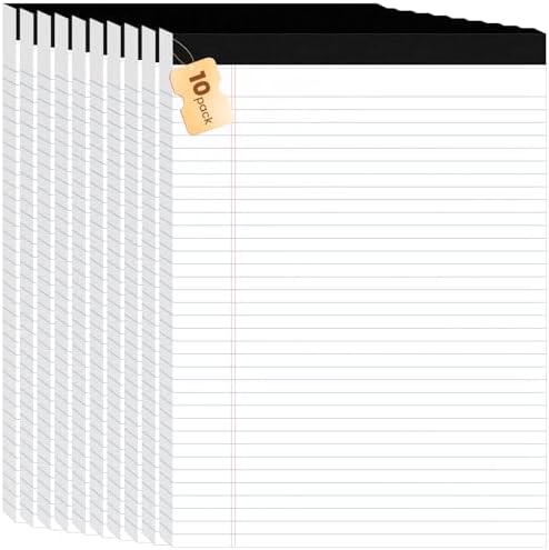 10pcs Legal Pads 8.5 x 11, Perforated White Notepad 8.5x11, 50Sheets/Pad
