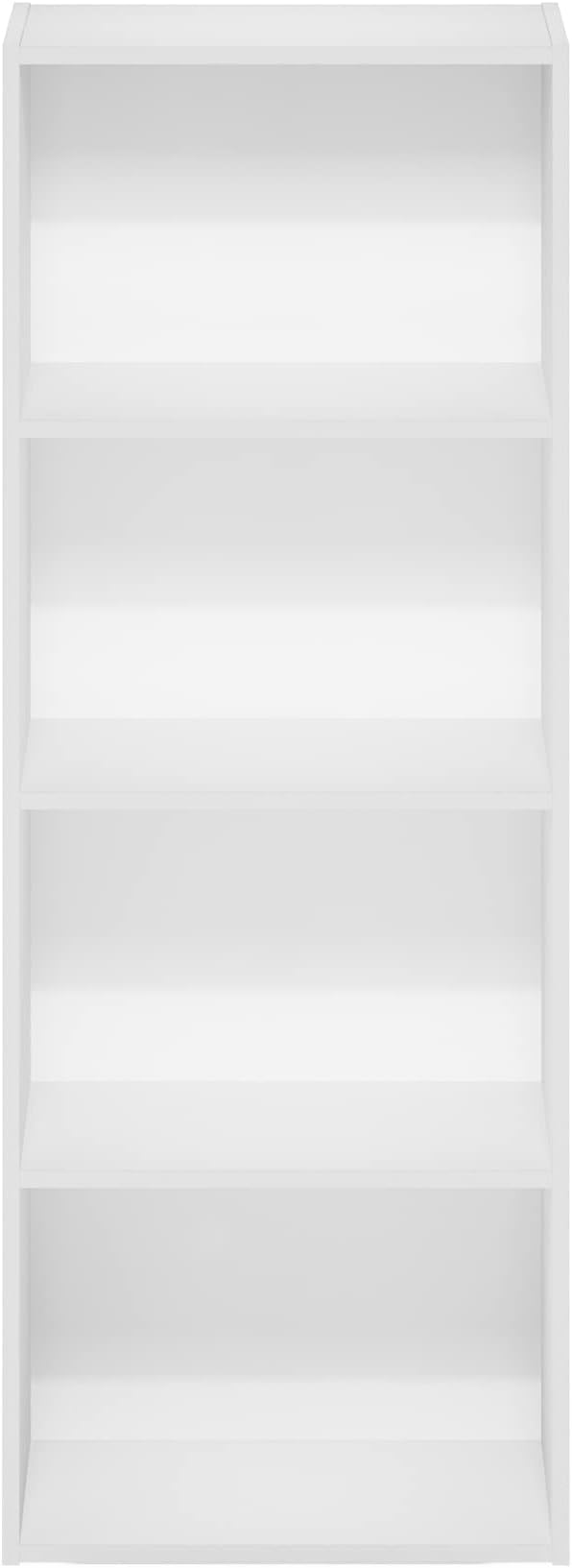 Furinno LUDER 4-Tier Book Shelf, Open Shelves Bookshelf, White | 9 x 15.6 x 41.7, Closed Back, Modern Bookcase, for Living Room, Bedroom, Home Office