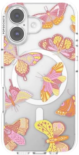 PopSockets iPhone 16 Phone Case with MagSafe- Sunset Mariposa | Magnetic, Wireless Charging, Camera & Drop Protection, Butterfly, Moth, Luna, Western, Boho, Aesthetic