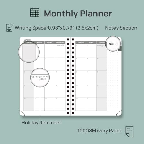 POPRUN 2026-2027 Small Weekly Planner, 4" x 6.25" Pocket Calendar for Purse