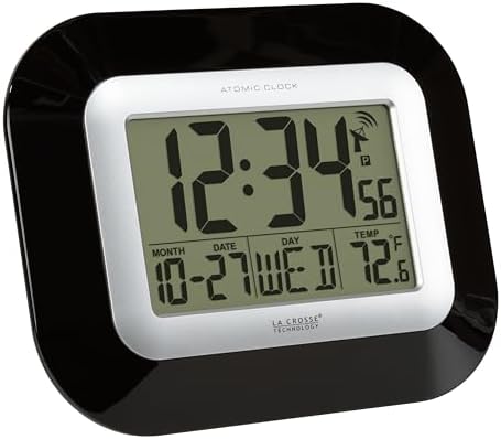 La Crosse Technology Atomic Wall/Table Clock, 7.2-inch H x 8.95-inch W x 1.2-inch D (WT-8005U-B)