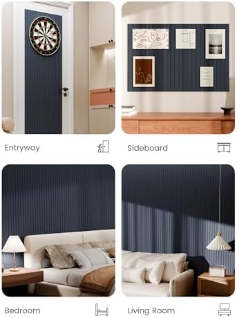 Bumusty 36"x 24" Large Felt Bulletin Board Tiles,Deep Charcoal Blue