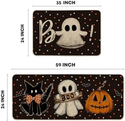 Artoid Mode Boo Pumpkin Halloween Kitchen Mats Set of 2-24x35+24x59