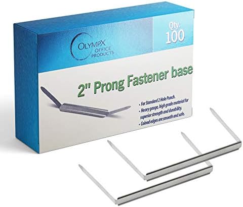 Prong Paper Fasteners 2 Inch Capacity, 100 Pack, Heavy Duty Tempered Steel
