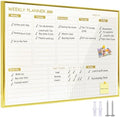 Gold Weekly Dry Erase Board for Wall,12"x16",Gold Metal Frame Weekly Planner Whiteboard for to Do List, Memo, School, Home, Office, Kitchen-GZ
