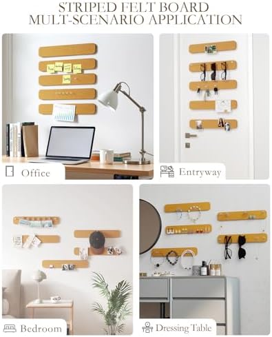JBER Felt Strip Board 13"x2", 5 Pack Cork Board Alternative, Sunset Yellow