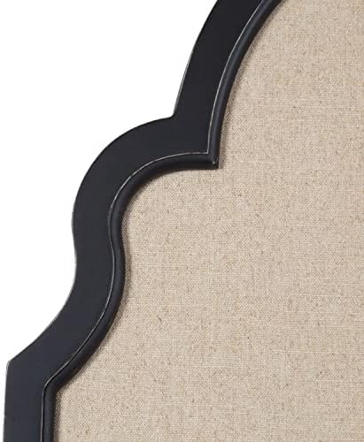 Kate and Laurel Hogan Farmhouse Framed Arch Fabric Pinboard; 24 x 36; Black; Decorative Bulletin Board with Moroccan Arch and Linen Fabric Pinning Surface for Wall