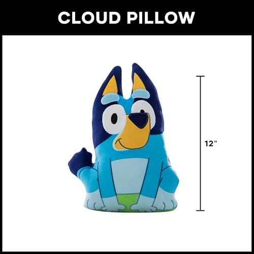 Northwest Bluey Happy Bluey Cloud Pillow 12" – Plush Kids Stuffed Toy, Cartoon Character, Bedroom Decor, Gift for Girls & Boys