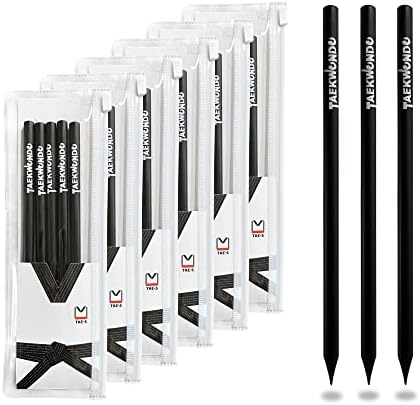 TAE-S Taekwondo Gift Pencils HB with Eraser & PVC Case, Black (30 Count)