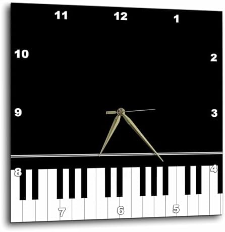 3dRose Black Piano Edge - Baby Grand Keyboard Music Design for Pianist Musical Player and Musician Gifts - Wall Clock, 10 by 10-Inch (DPP_112947_1)