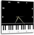3dRose Black Piano Edge - Baby Grand Keyboard Music Design for Pianist Musical Player and Musician Gifts - Wall Clock, 10 by 10-Inch (DPP_112947_1)