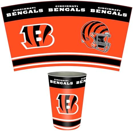 FANMATS 34635 NFL - Cincinnati Bengals Wastebasket | Orange | 15"x10.5"x10.5" | Primary Logo, Helmet, & Wordmark